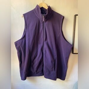 Excellent Lands End Fleece Zip Up Vest 4X 28-30 W Deep Purple with Pockets